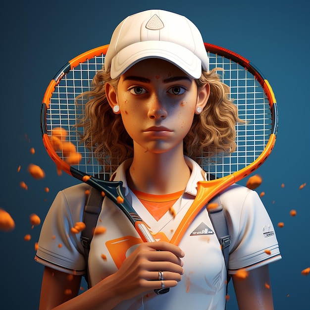 Foto foto 3d di cartone animato di un giocatore di tennis di arte digitale realizzato con ai generativa
