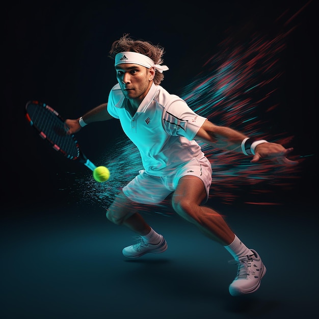 Photo 3d photo of digital art tennis player made with generative ai