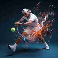 Photo 3d photo of digital art tennis player made with generative ai