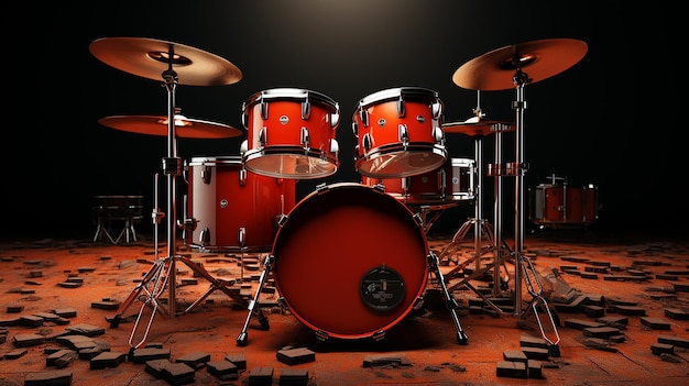 Photo 3d photo of a drum kit wallpaper