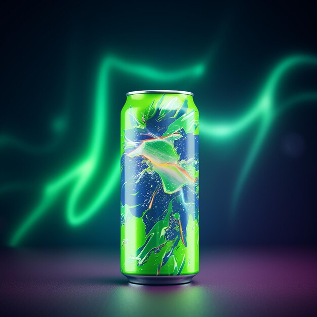 Photo 3d photo of energy drink can made with generative aii