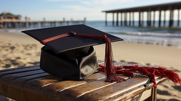 Photo 3d photo of a graduation cap mockup wallpaper