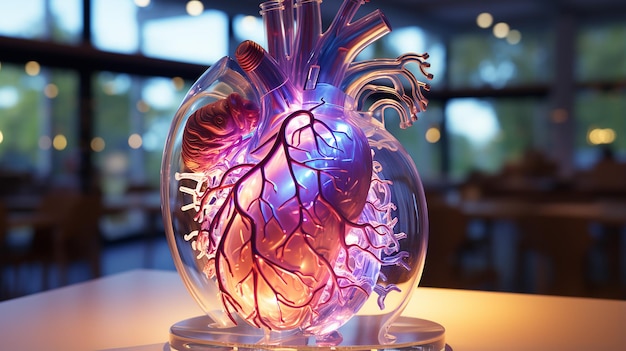 꽃으로 만든 심장의 3D 사진