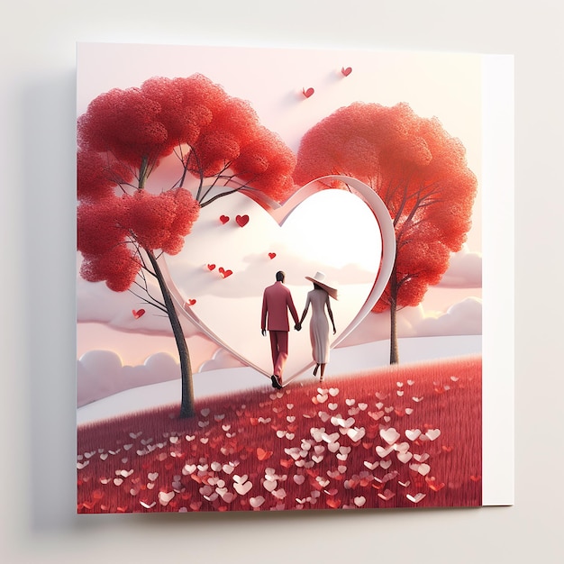 3d photo of love in heart background made with generative ai