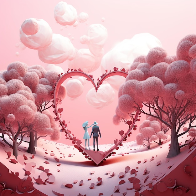 3d photo of love in heart background made with generative ai