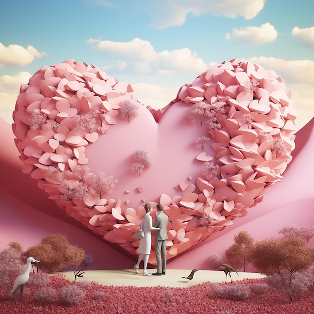 3d photo of love in heart background made with generative ai