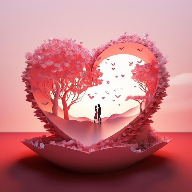 3d photo of love in heart background made with generative ai