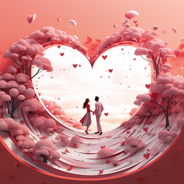 3d photo of love in heart background made with generative ai