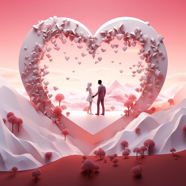 3d photo of love in heart background made with generative ai