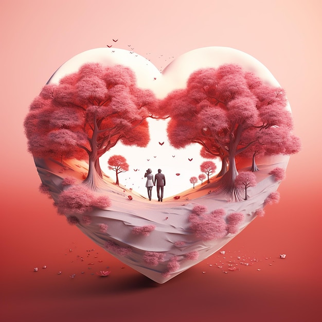 3d photo of love in heart background made with generative ai
