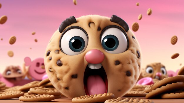 Фото 3d-фотография дизайна персонажа печенья
