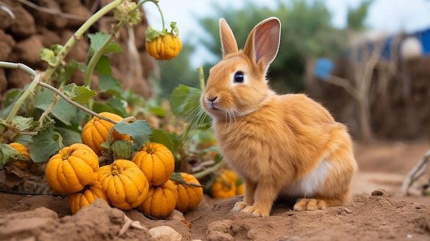 3D-фото одного коричневого кролика с пространством для копирования