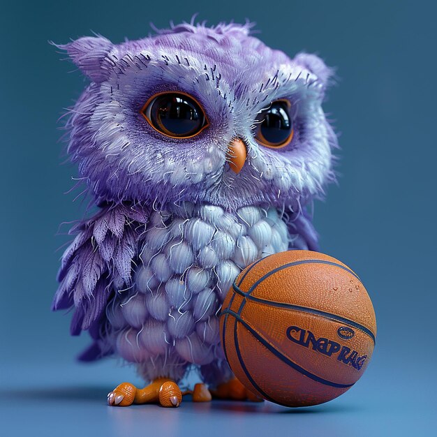 3d photo of owl cartoonish character design