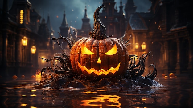 3d photo of Realistic Halloween art design wallpaper