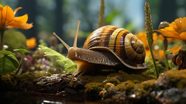 Photo 3d photo of a snail wallpaper