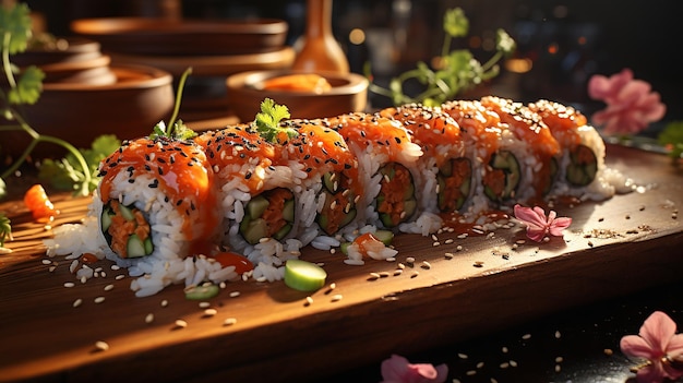 Photo 3d photo of a sushi wallpaper