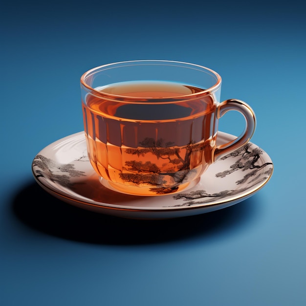 3d photo of tea cup photo realistic