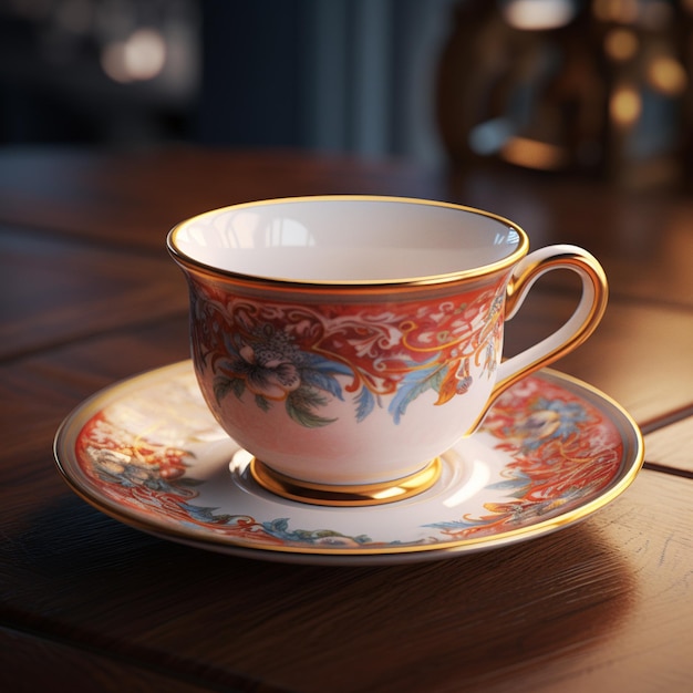 3d photo of tea cup photo realistic