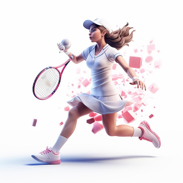 3d photo of tennis player cartoon girl made with generative ai