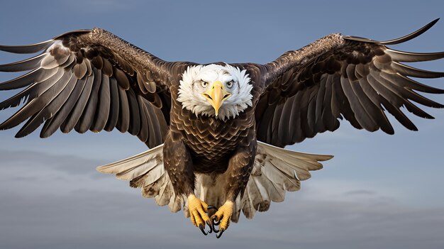 Photo 3d photo of a vertical closeup shot of the bald eagle while flying wallpaper