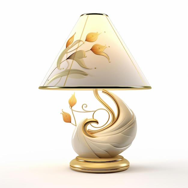 Photo 3d picture of a room light lamp planned enlivened lovely on the white foundation