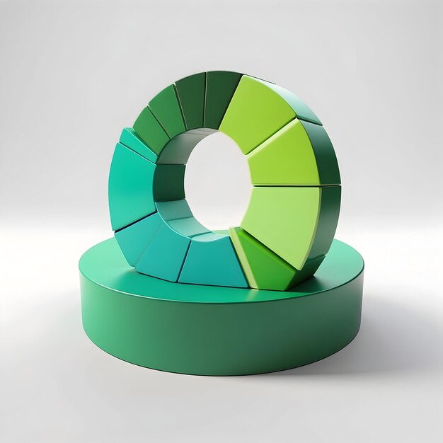 Foto 3d pie chart illustratie pie chart met diepte drie-dimensionale pie graph 3d cirkelvormige gegevens visua