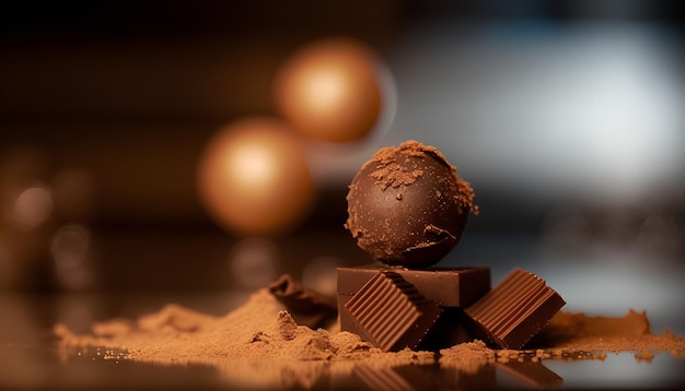 초콜릿 배경의 3d 조각