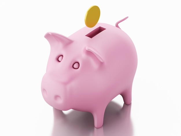 3d piggy bank with golden coins