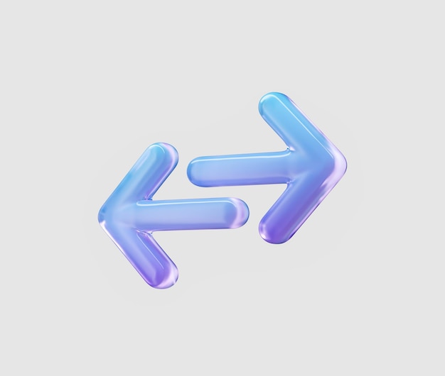 3D-pijlpictogram van de uitwisseling in zacht blauw en paars symboliseert handel en overdracht 3D-illustratie