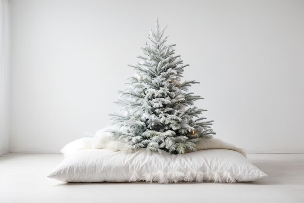 3d pine tree full of snow on white background