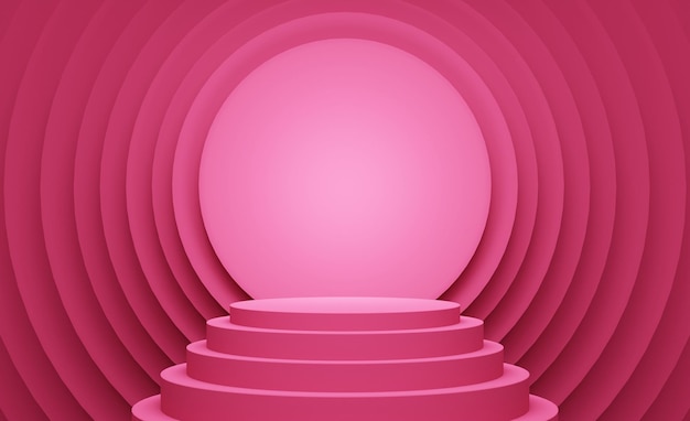 3D Pink 2023 Viva Megenta 원형 연단 제품 디스플레이 스탠드 전시 프로모션 소셜 미디어
