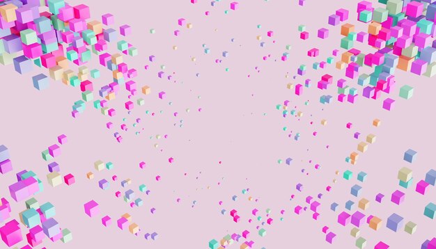 3 d ピンクの抽象的な背景既定のキューブからクールなカラフルな抽象アートを作成3 d レンダリング