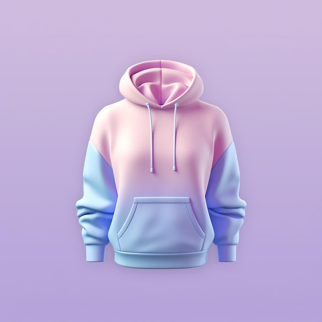 Photo 3d pink and blue hoodie on a purple background