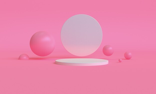 3d Pink color minimalist style design, Scene podium mock up presentation, 3d render abstract background.