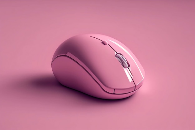 ピンクの孤立した背景を持つ 3 d ピンク コンピューター マウス