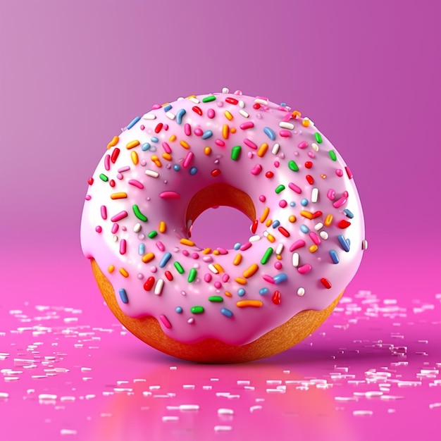 3d Pink Donut with sprinkles