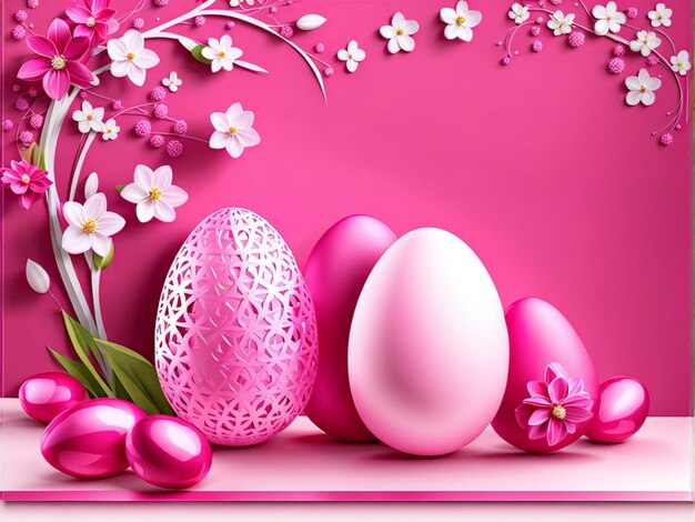 3D Pink Easter greeting card