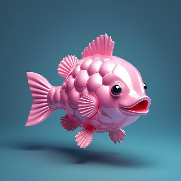 Foto 3d pink fish in studio