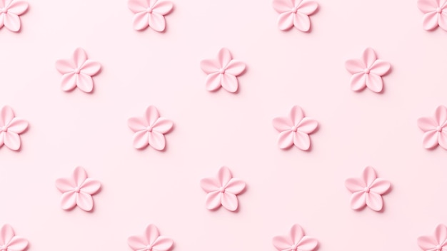 3D pink flowers repeating on a pink background Festive background for mother's day or women's day