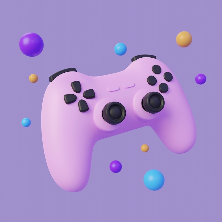Photo 3d pink gamepad joystick controller game controllers gamepads 3d render illustration