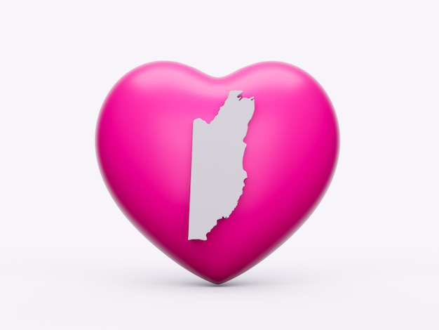 3d Pink Heart With 3d White Map Of Belize Isolated On White Background 3d Illustration