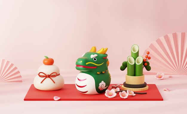 写真 3d ピンク 日本の新年カード