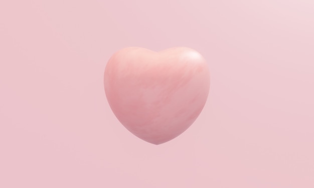 3D розовое мраморное сердце. День святого Валентина