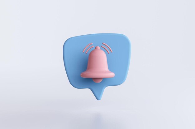 3D pink Notification Bell with speech bubble