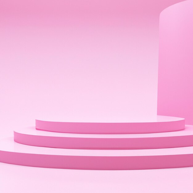 3d pink podium cylinder pedestal for presenting product create with generative ai technology.