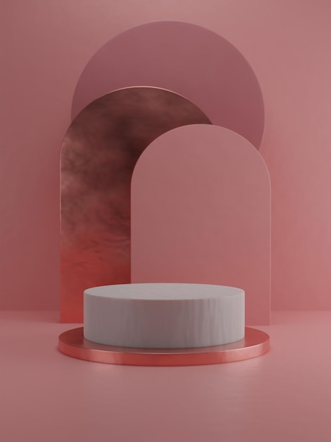 3d pink podium realistic product display