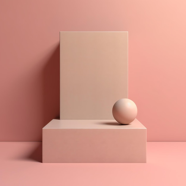 3d pink podium with background