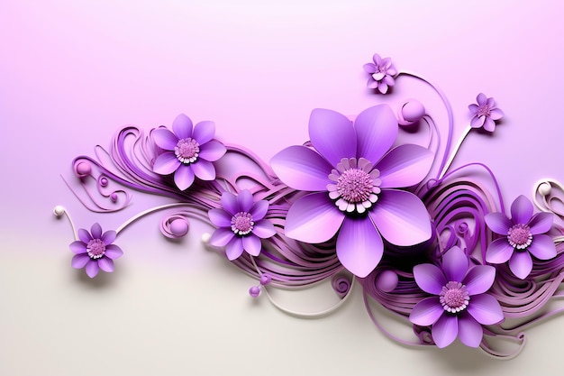 3D Pink and Purple Flowers background