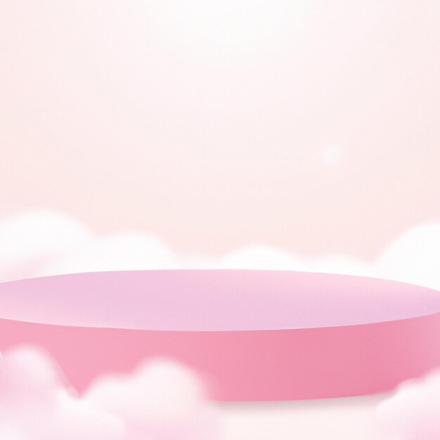 3D розовый рендеринг Валентина фоновый подиум и облако создаются с помощью генеративной технологии ai.