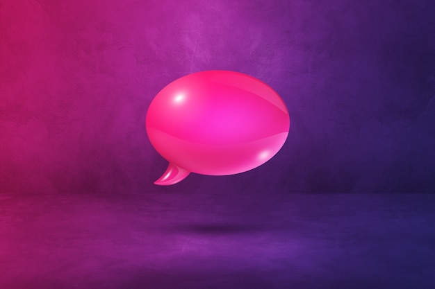 3D pink speech bubble isolated on purple background